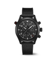 IWC Pilot’s Watch Double Chronograph TOP GUN Ceratanium IW371815 con cassa in Ceratanium nero opaco da 44 mm e quadrante nero matt.